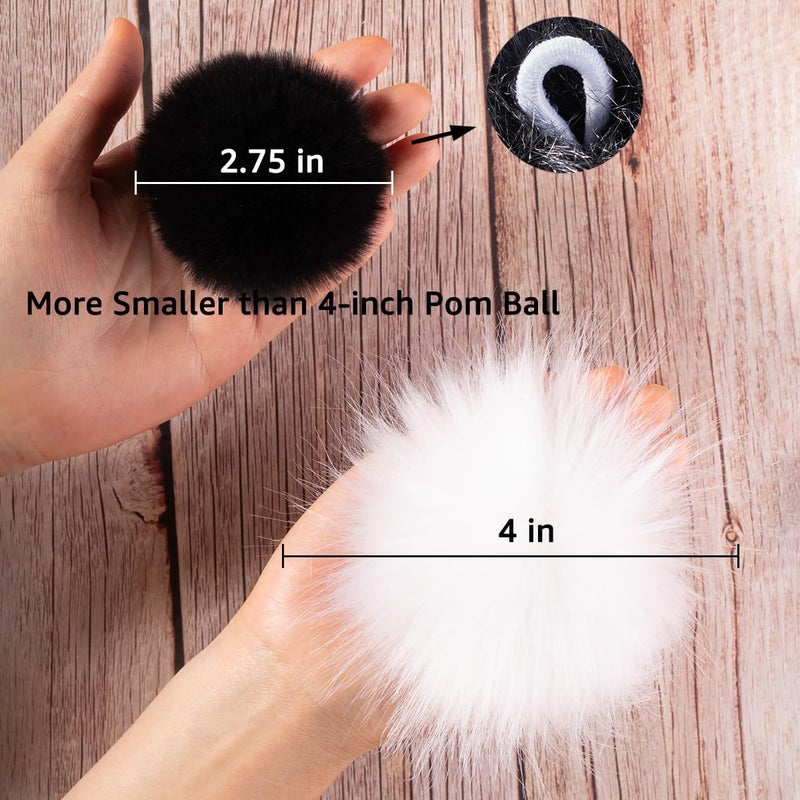 Homtable 12 Pcs Small Faux Fur Pom Pom Balls 2.75 in Fur Fluffy Pompom Ball with Elastic Loop for Hats, Shoes, Scarves, Gloves, Bags, Key Chain Charms Accessories, 2 3/4 inches (Black) - Image 2